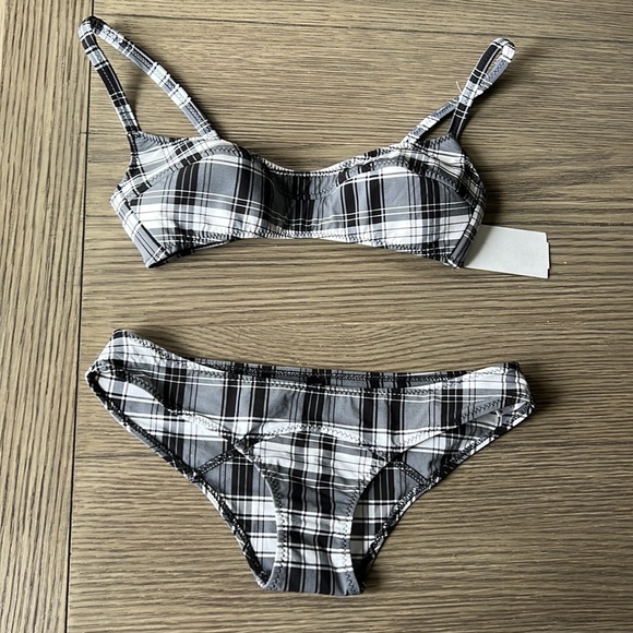 LISA MARIE FERNANDEZ Balconette Plaid Two-Piece Swimsuit US 2/4 395$ - Picture 6 of 10